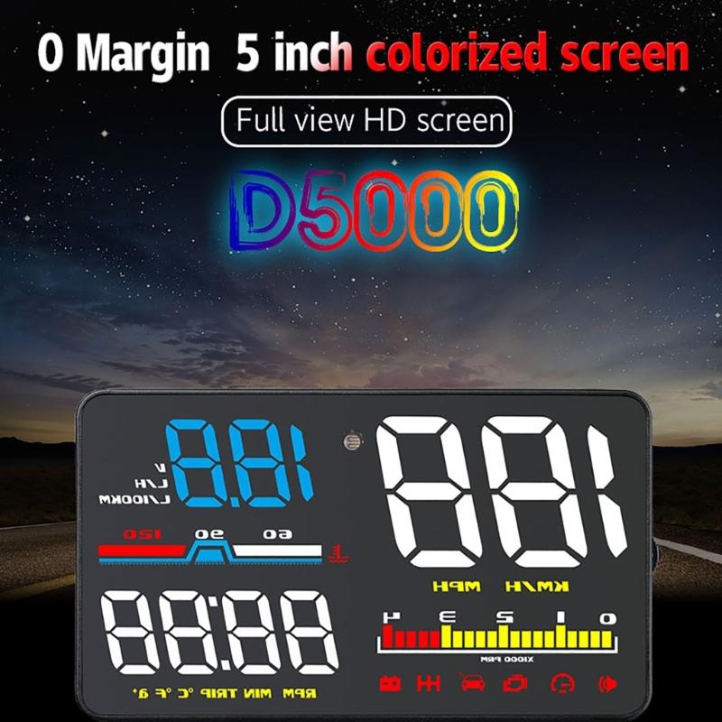 D5000 Автомобильный спидометр тахометр Проектор на лобовое стекло Электронный спидометр Мониторинг автомобиля в реальном времени и Безопасность