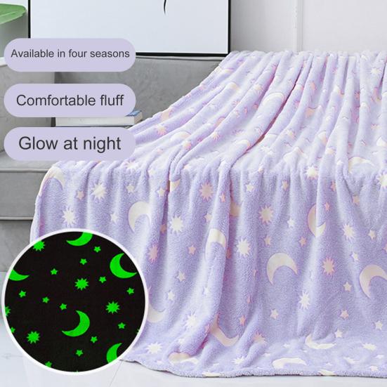 Декоративное одеяло со звездами и лунами, двустороннее антистатическое мягкое удобное подарочное одеяло, теплое светящееся в темноте розовое одеяло для сна для офиса