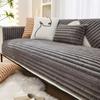 Rabbit Plush Sofa Cushion Non-Slip High-Level Sofa Cover Warm Cover Cloth Sofa Cushion Winter Thickened Striped Couch Cushion