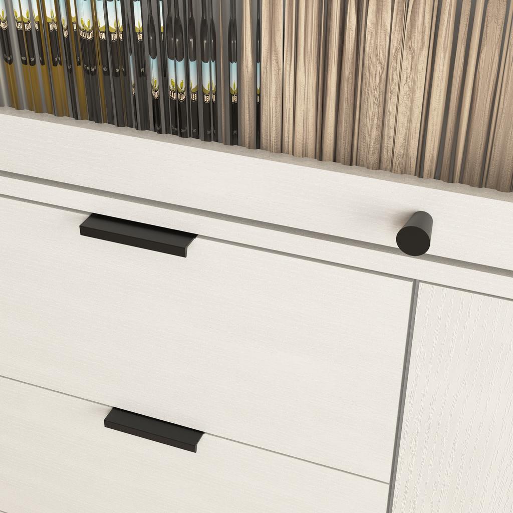 Sideboard with 3 Drawers, 1 Door and 1 Glass Door, Wood Cabinet with Storage Space for Kitchen, Dining Room, Hallway, 85 x 40 x 120 cm