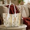 Vintage Floral Tote Bag for Women Daily Use Casual Lightweight Printed Shoulder Bag with Large Capacity for Shopping Travel Work