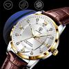 2022 Лучшие новые модные мужские часы, светящиеся водонепроницаемые тонкие часы с двойным календарем, кожаные мужские автоматические часы с бриллиантами