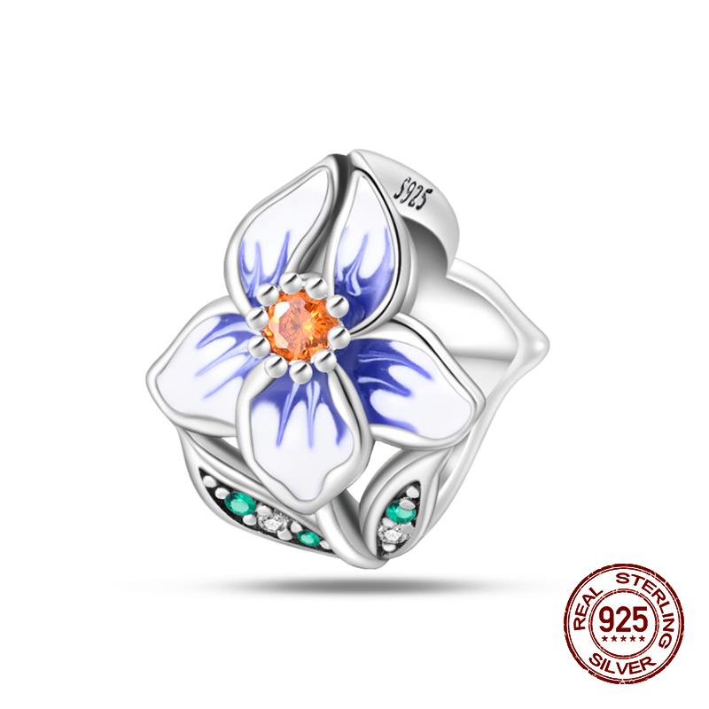 925 Sterling Silver Butterfly Tulip Iris Flower Charms Beads Fit 925 Original Bracelets Fine DIY Valentine Jewelry Gifts