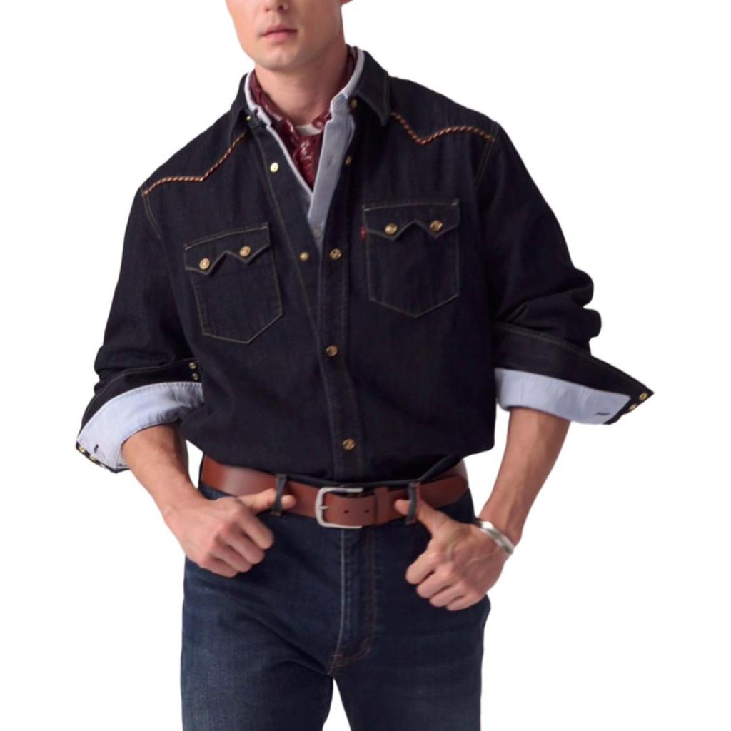 Levis SS25 New Year Limited Edition Double Pocket Design Button Closure Single Breasted Denim Jacket Men Jackets Dark-Blue 0036J-0000