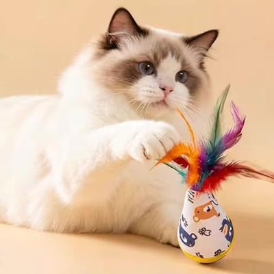 Деревянная качалка-игрушка для кошек Интерактивная игрушка-перышко для кошек Самостоятельная развивающая игрушка для домашних кошек Котята Упражнения