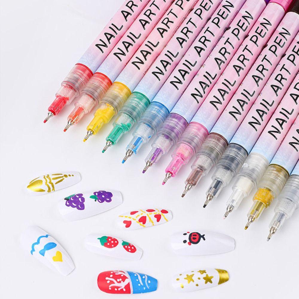 12 шт./набор DIY ручка для рисования ногтей водостойкая подводка для рисования красочная ручка для граффити для ногтей