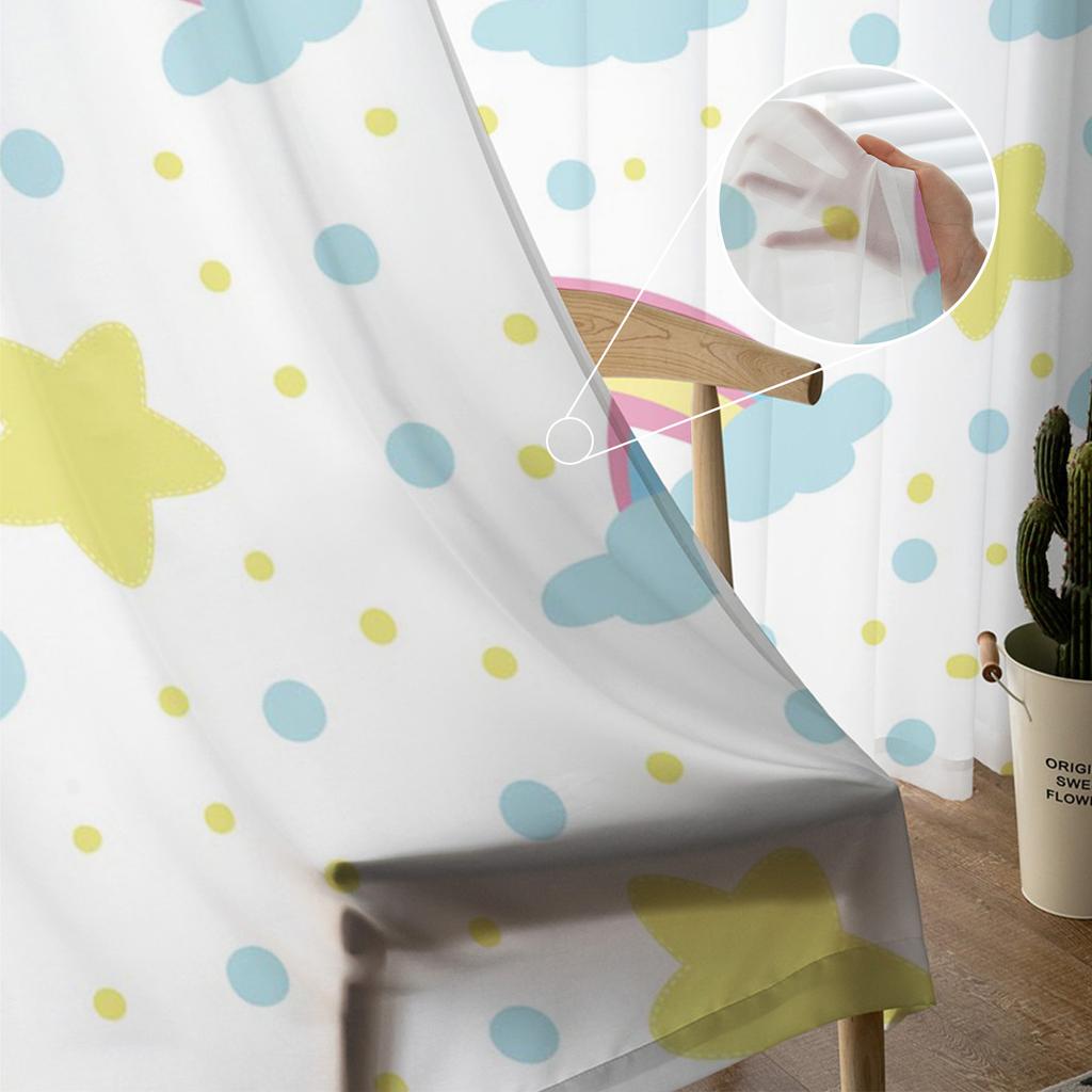Радужные белые облака и звезды, прозрачные оконные шторы для спальни, домашний декор, тюлевые шторы для гостиной, шифоновые шторы