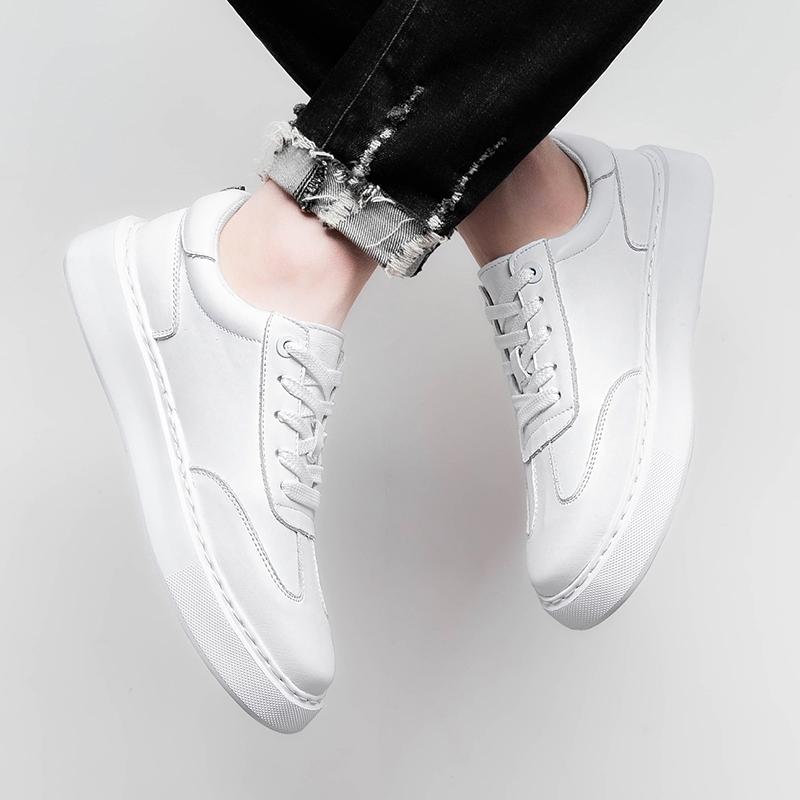 Fashion Male Skate Shoe Genuine Leather Mens Sneakers Male Comfortable Flats Handmade Men Casual Shoes Hot Sale Male Walking Footwear