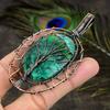 Green Dendritic Gemstone Copper Wire Wrap Jewelry Pendant 3.55"