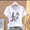 Asian Size-Print Ladies Music Love Trend Style Cute Lovely Female T Clothing Casual Women's Summer Top Fashion Graphic Tee Short Sleeve T-shirt