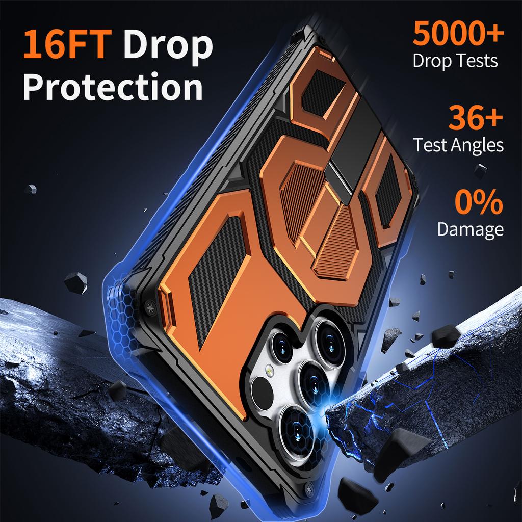 For Samsung Galaxy S24 Ultra Magnetic Case Rotating Kickstand PC + TPU Shockproof Drop-proof Phone Cover