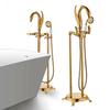 Tuqiu Gold Floor Stand Swan Bathtub Faucet Brass Bathtub Faucet 360 Degree Rotation Spout with Hand Shower Head Mixer Bath Shower