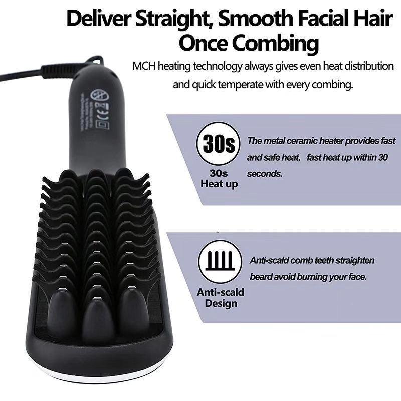 Dual-Use Ceramic Hair & Beard Straightening Comb for Men & Women