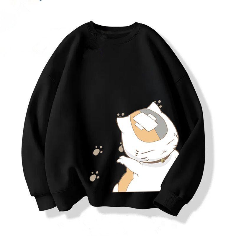 Trendy Brand Collaboration Cat Teacher Summer Friends Account Round Neck Sweatshirt Unisex Ins Autumn and Winter Couple Loose Top