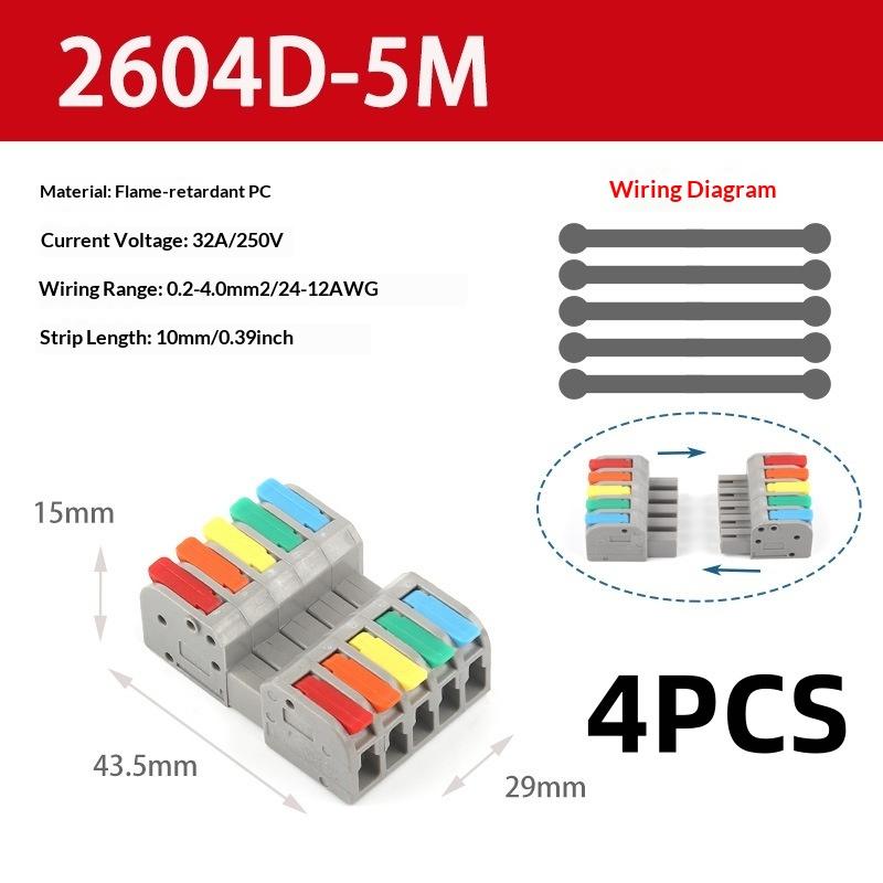 Mini Universal Quick Wire Butt Connectors, 2/4pcs Easy Push-in Conductor Terminal Block