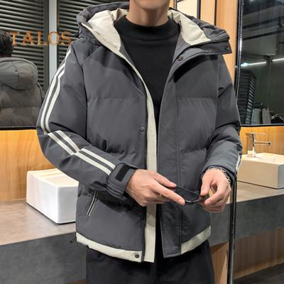 Мужская хлопковая куртка с капюшоном и длинным рукавом, в стиле пэчворк, стеганое пальто, ветрозащитная теплая хлопковая верхняя одежда с застежкой-молнией