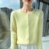 Women's Retro Cable Knit Mink Velvet Cardigan - Round Neck, Long Sleeve, Loose Fit, Short Sweater Coat