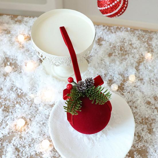 Рождественский красный колокольчик, пластиковый бархатный флокированный шар-колокольчик для украшения елки