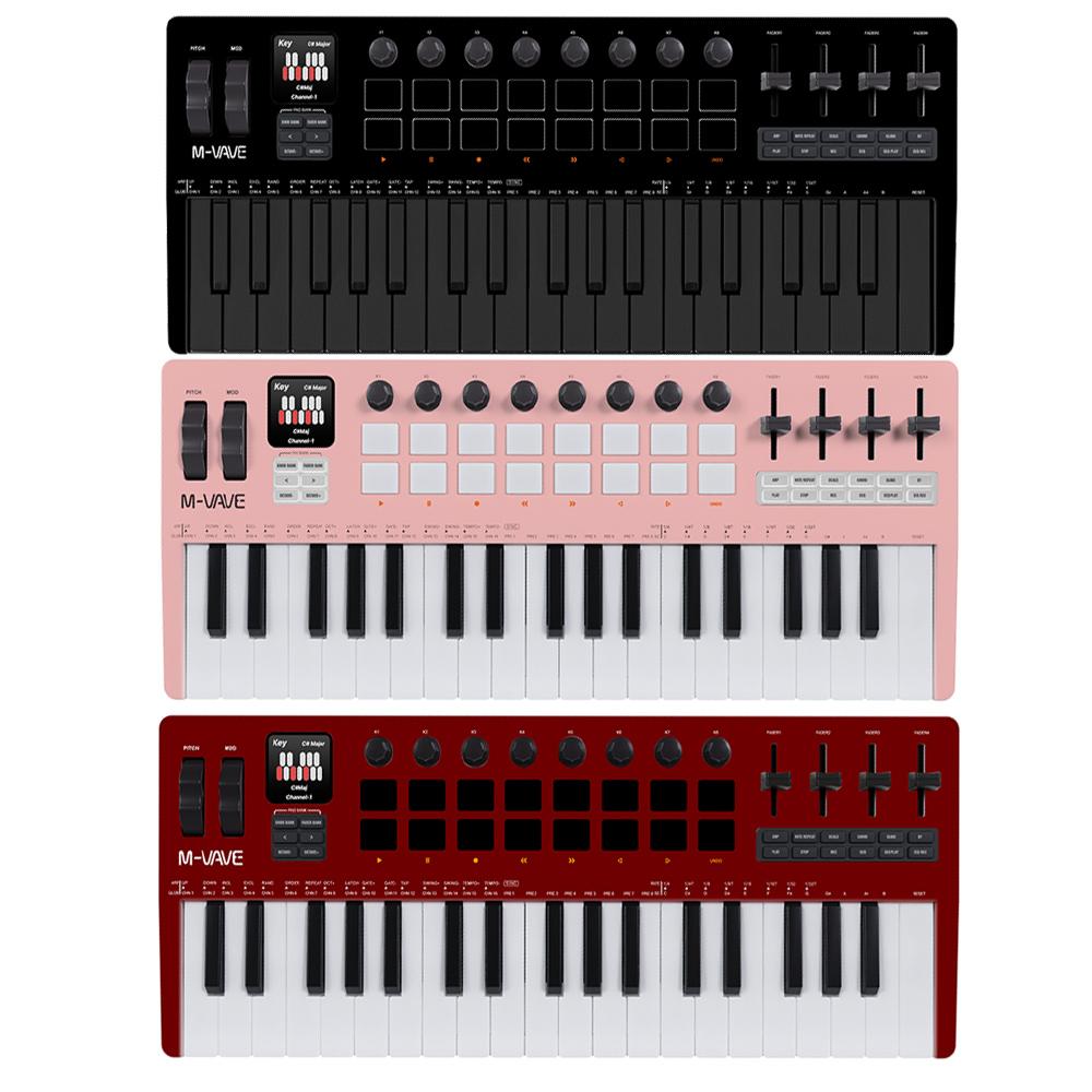 M-VAVE SMK-37 Pro MIDI-клавиатура Новый цвет Беспроводная синтезаторная рабочая станция «все в одном» 37 чувствительных клавиш 16 пэдов для ударных Аппаратные контроллеры