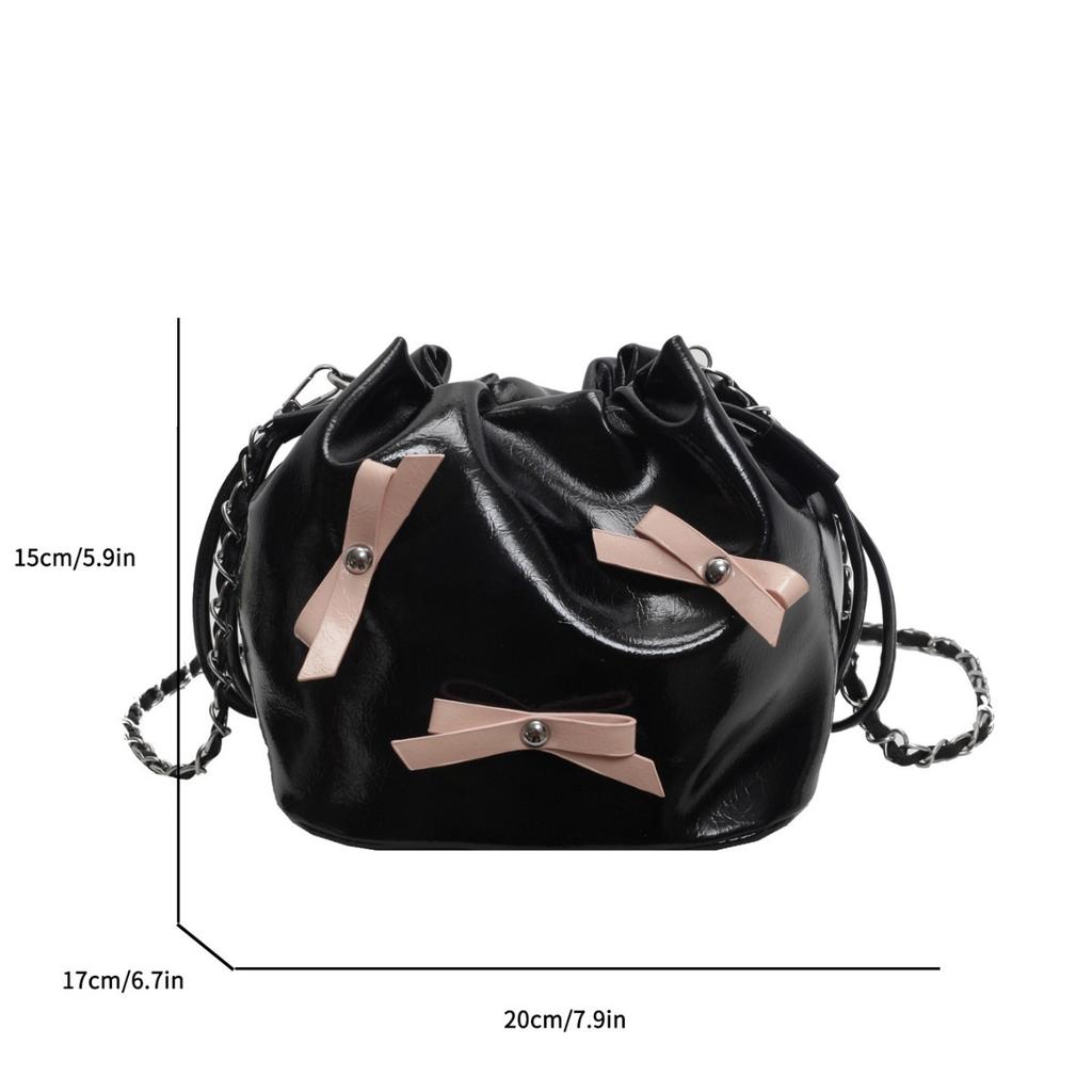Premium Sense of Foreign Style Small Bag Women's 2025 New Versatile Chain Messenger Bag Super Fire Niche Bow Bucket Bag