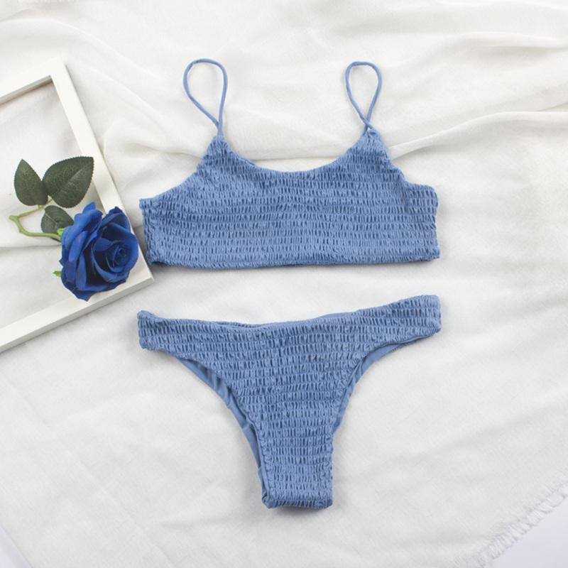 Сексуальные плиссированные бикини 2025 Mujer женский купальник купальники женский бразильский комплект бикини пляжная одежда высокий вырез купальный костюм 313