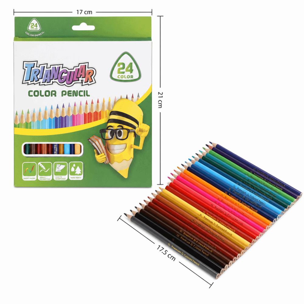 24 Colored Smooth Core Triangular Grip Pencils Triangular Artists Pencils Pencils Set Art Creation