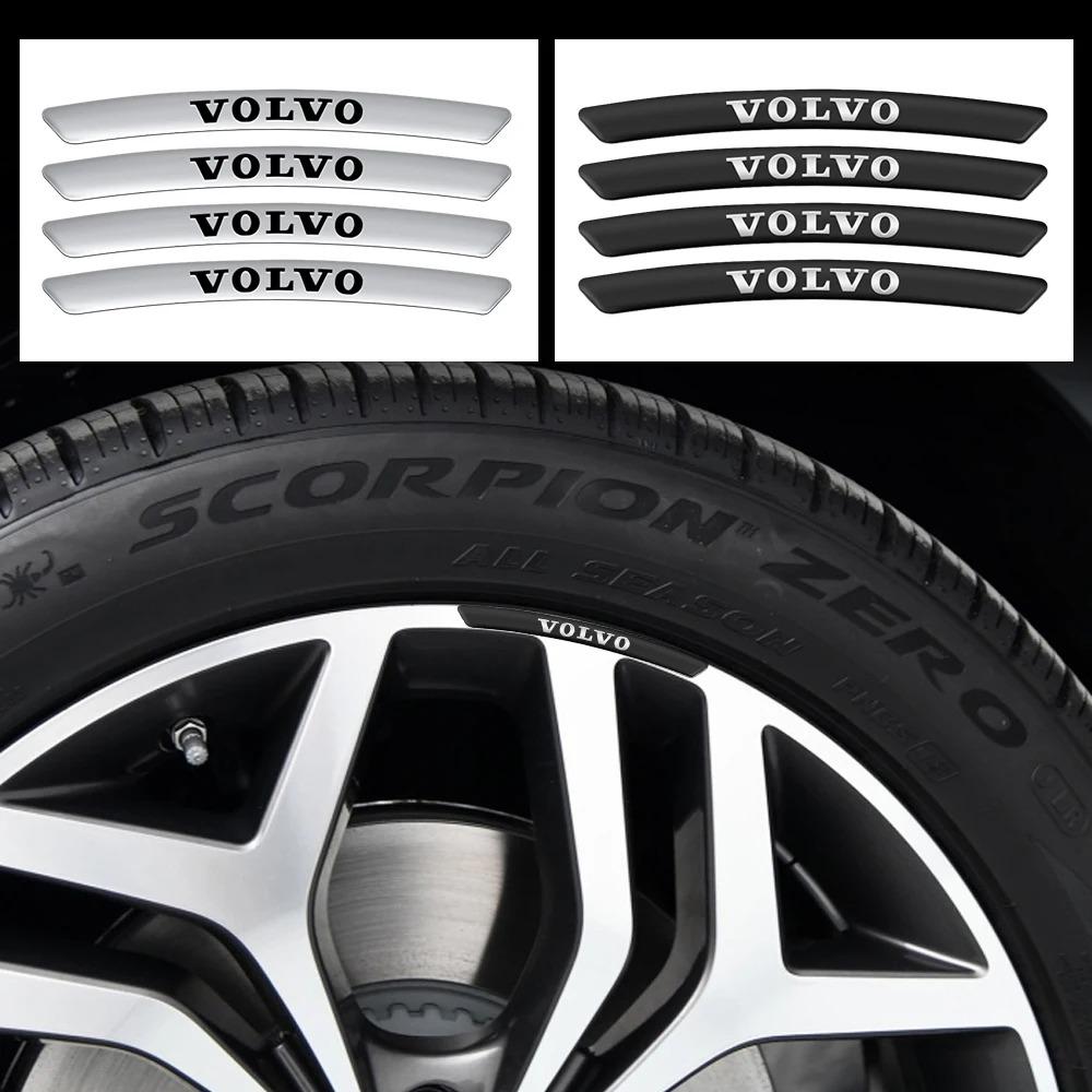 AAKI1 4Pcs Metal Wheel Hub Rim Stickers Decals For Volvo XC60 XC90 S60 V60 XC40 C40 S90 V90 V40 XC70 Car Exterior Decor