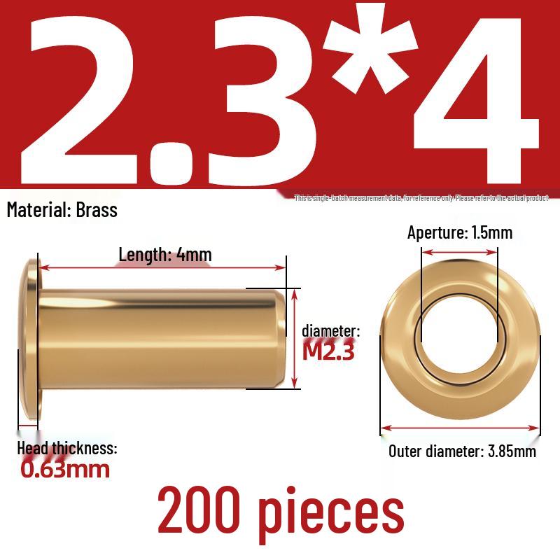 Pure Brass Hollow Rivets & Copper Eyelets Fasteners M1.3–M5
