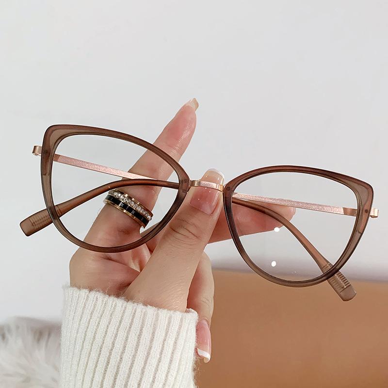 Fashion Cat Eye Frame Eyeglasses Photochromic Blue Light Blocking Glasses Women Men Fashion Metal Optical Spectacles Eyewear