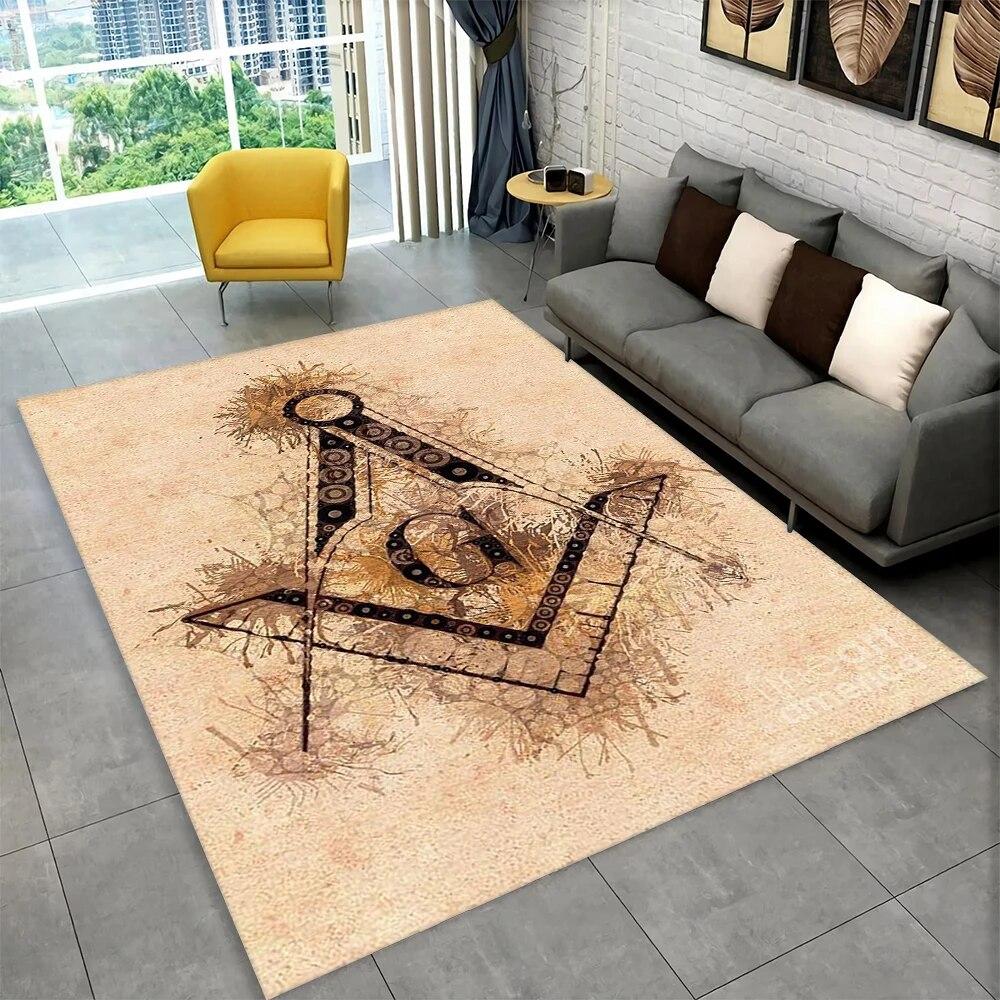 3D Freemason Masonic Illuminati Ring Area Rug,All Seeing Eye Carpet Rug for Living Room Bedroom Doormat Decor,Non-slip Floor Mat
