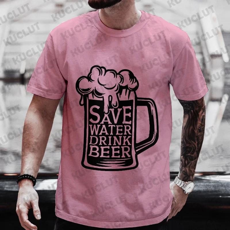 Funny Graphic Tops Men T Shirt Save Water Drink Beer Clothes Bachelor Party Tees Drinking Team Matching Outfit Streetwear