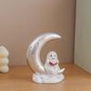 Compact Size Ghost Moon Table Decor Non Glowing Halloween Resin Ornament  Book Lovers