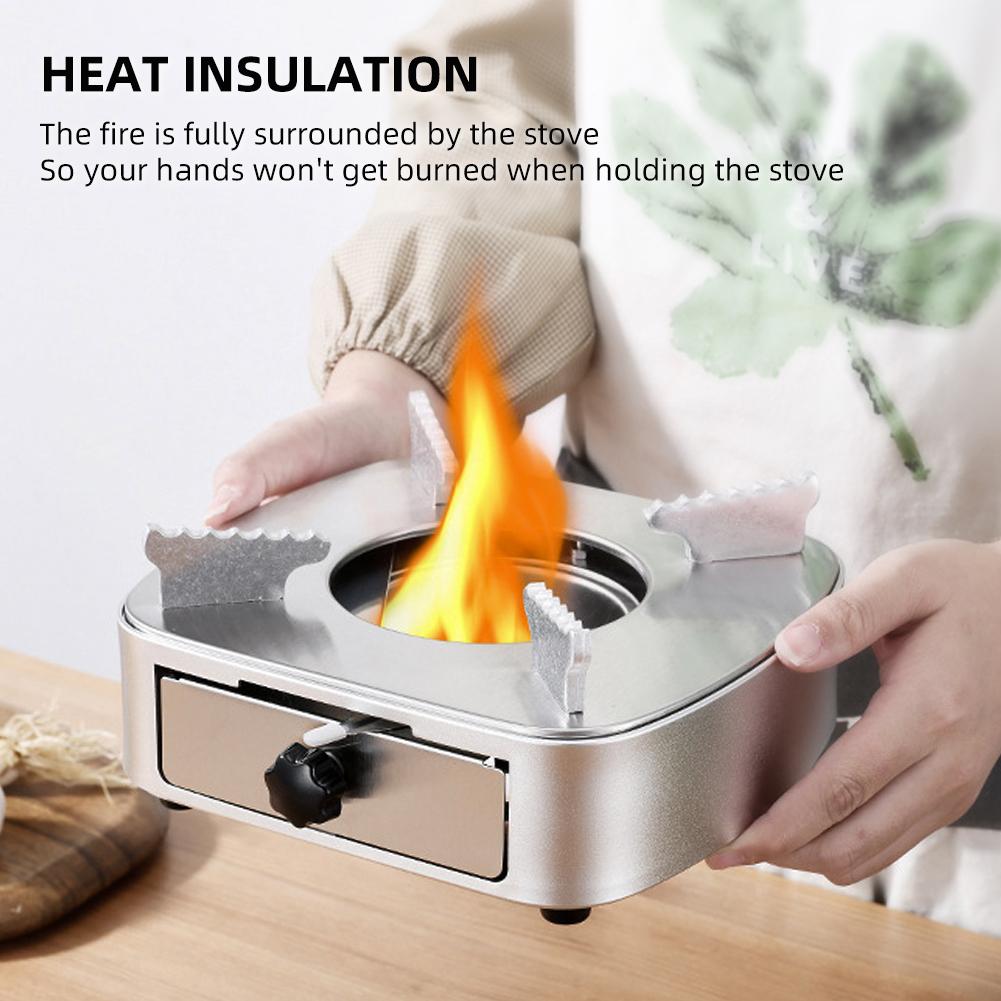 Mini Alcohol Stove Burner Stainless Steel Adjustable Firepower Windproof Drawer Style