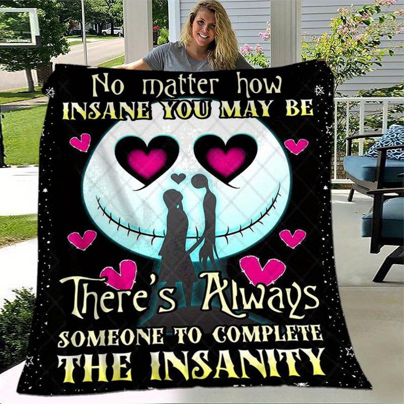 1pc Jack Skellington Printing Flannel Blanket Ideal for Travel Sofa Beds and Home Decor Ideal Birthday or Holiday Gift Available for All Sea