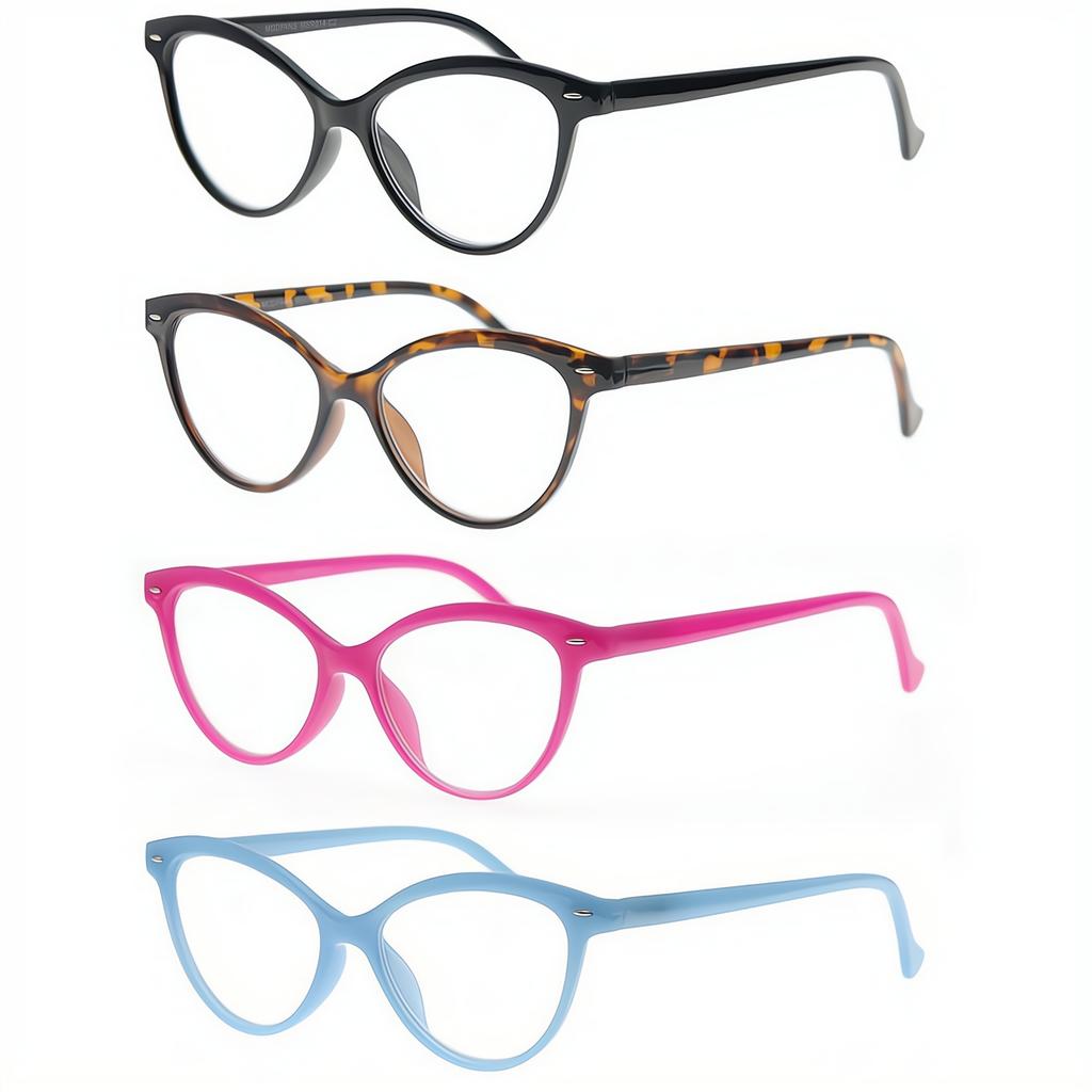 MODFANS 4 Pairs -Reading Glasses Fashion Readers Frame Spring Hinge For Men Women
