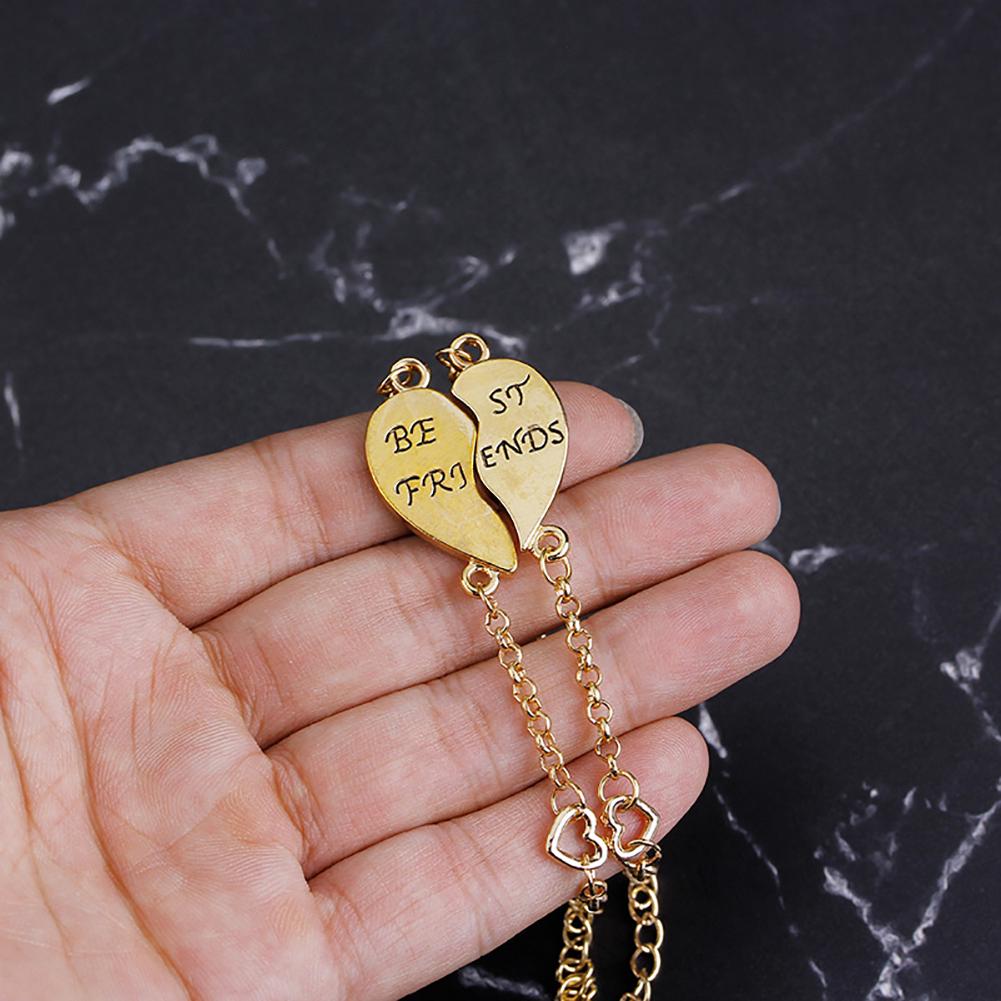 2 шт. Браслеты-банглы «Лучшие друзья» с узором в виде сердца и звеньев, Ювелирное изделие дружбы, Подарок KTJ