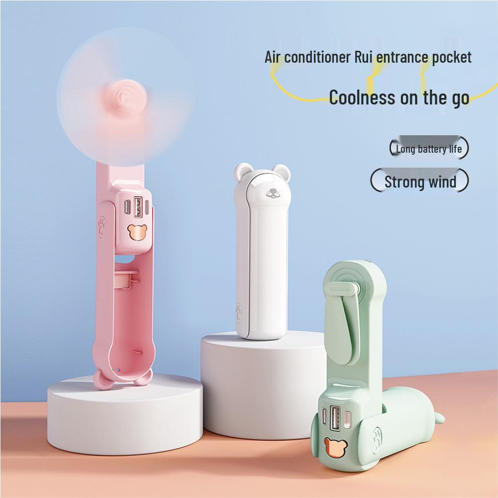 Portable Rechargeable Mini Handheld Fan - Foldable, Silent, Strong Wind for Travel and Office Use