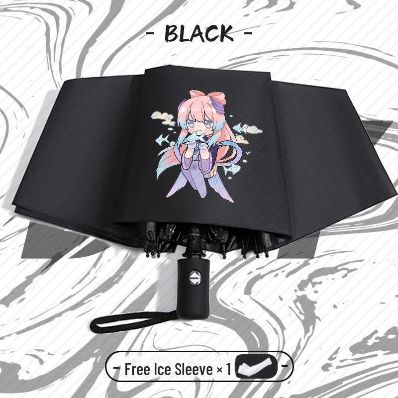 Зонт Genshin Impact Automatic складной с защитой от ультрафиолета для учеников начальной школы - устойчив к ветру, подходит для использования в солнечную и дождливую погоду