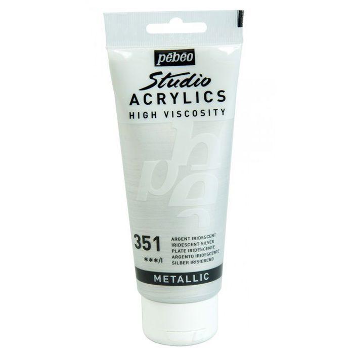 Acrylic Paint - Pébéo - Studio - Iridescent Silver - 100 Ml - Glossy