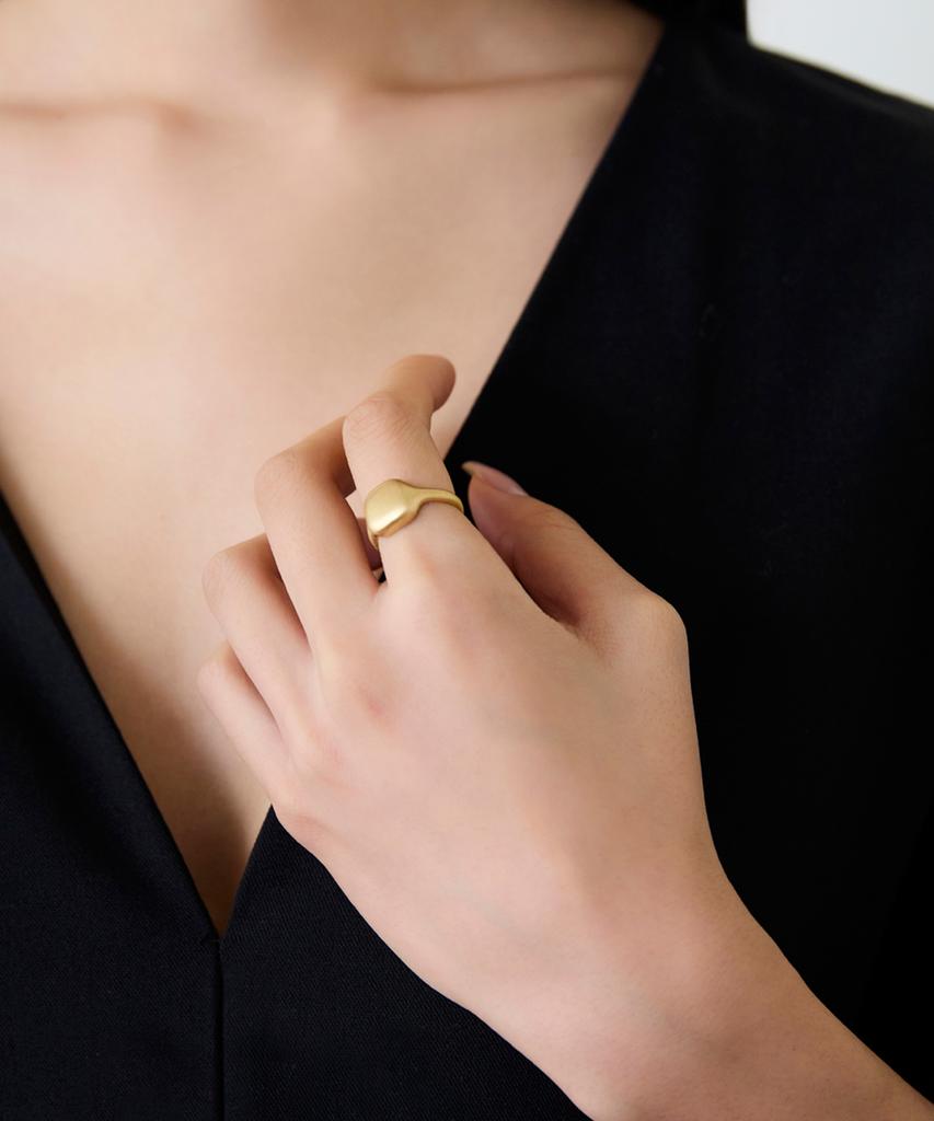 Benoit [Silver 925] Square Signet Ring Gold