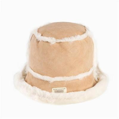 Шляпа-ведро с плоским верхом из овчины CS009