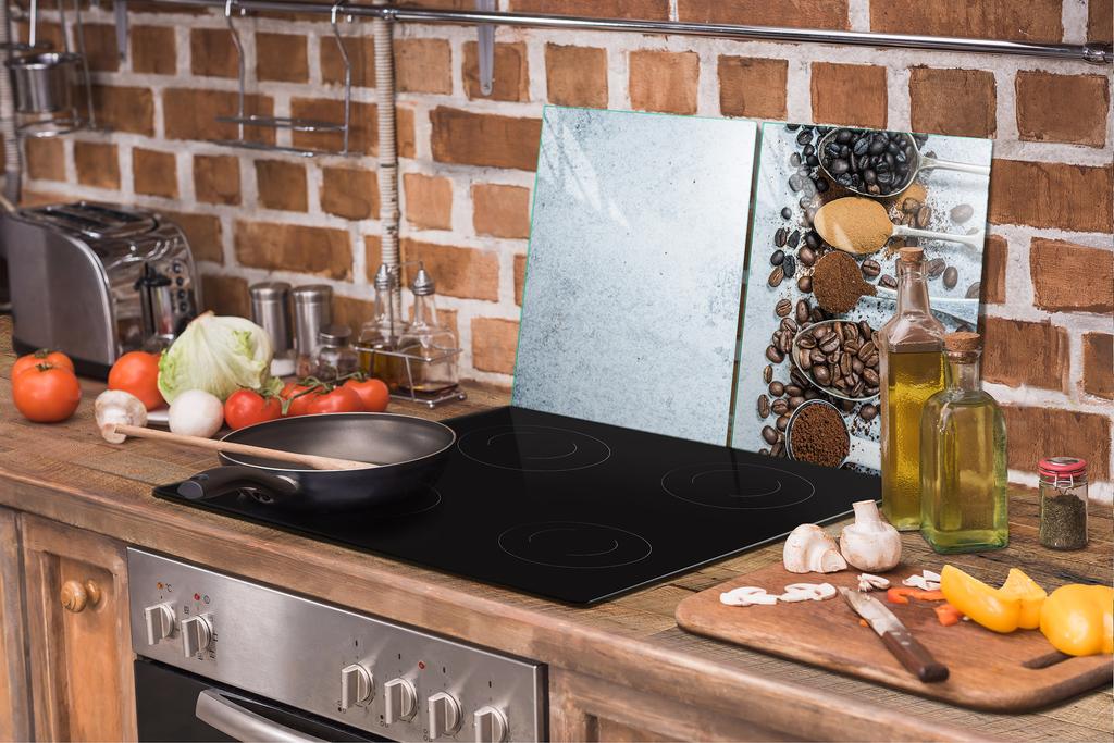Glass protective plate for the stove 2x45x52 Coffee