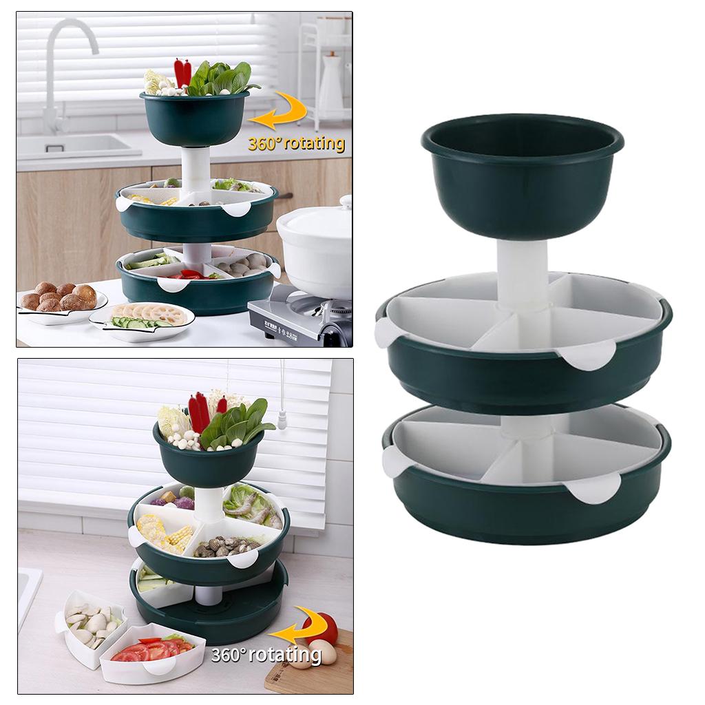 Многоуровневая корзина-дуршлаг для овощей и фруктов, вращающийся поднос с несколькими отделениями для закусок, для кемпинга