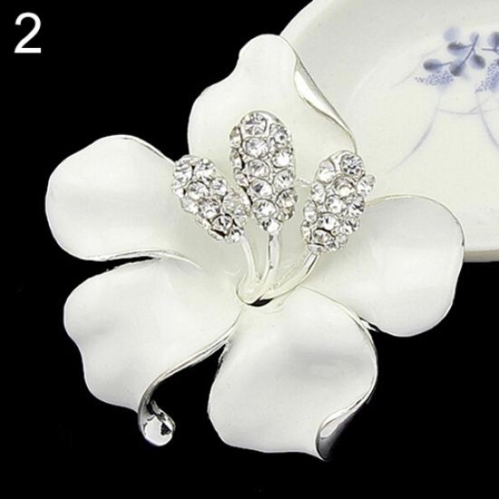 Bridal Wedding Jewelry Rhinestone Lily Flower Scarf Brooch Pin Lady Party Gift