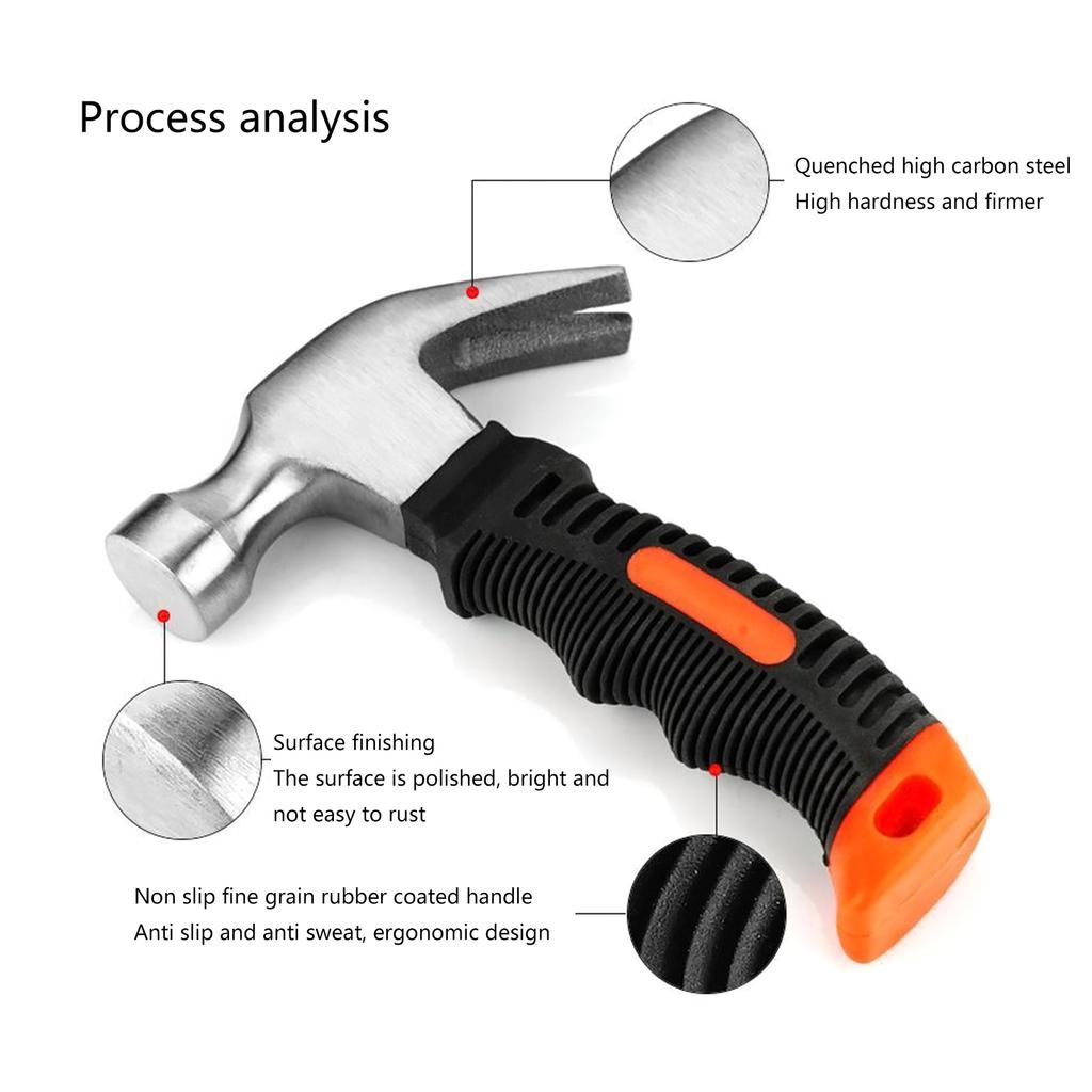 Portable Non-slip Handle Steel Hammer Household Multifunctional Construction Tool Woodworking Hammer Nail Claw Hammer