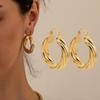 Trendy Geometric Twisted Thick Hoop Earrings Fashion Gold Color Big Round Circle Earrings for Women Punk Hiphop Jewelry Gift
