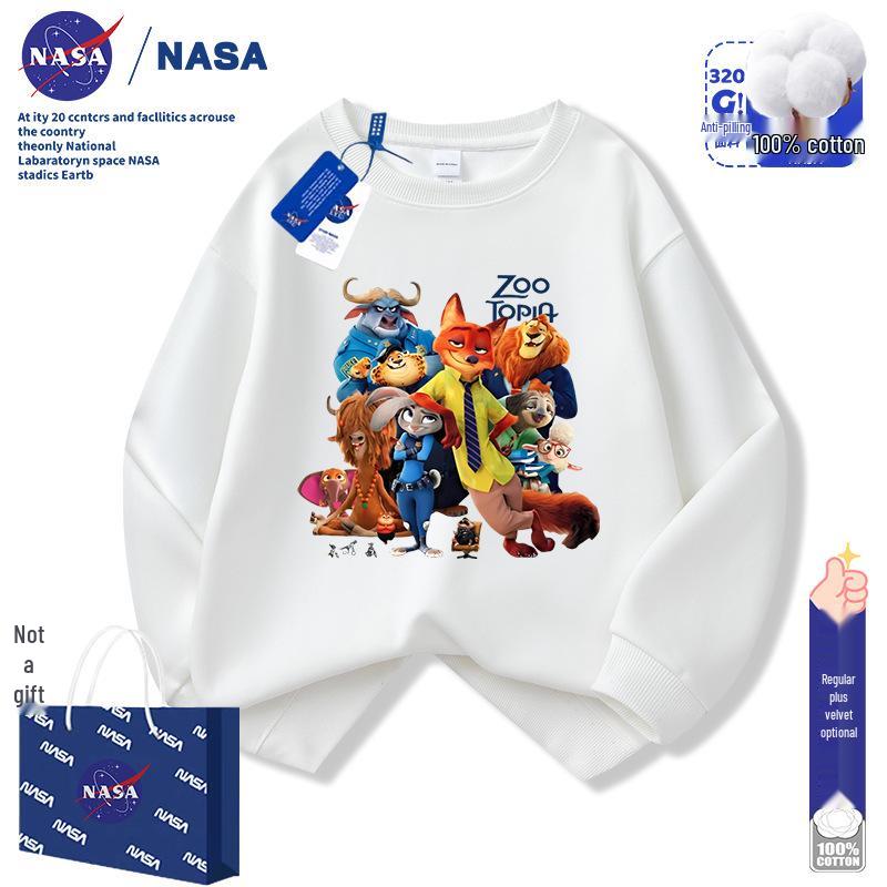 NASA Zootopia Kids Velvet Sweatshirt - Nick & Judy Cartoon Warm Top for Boys & Girls (Autumn/Winter)