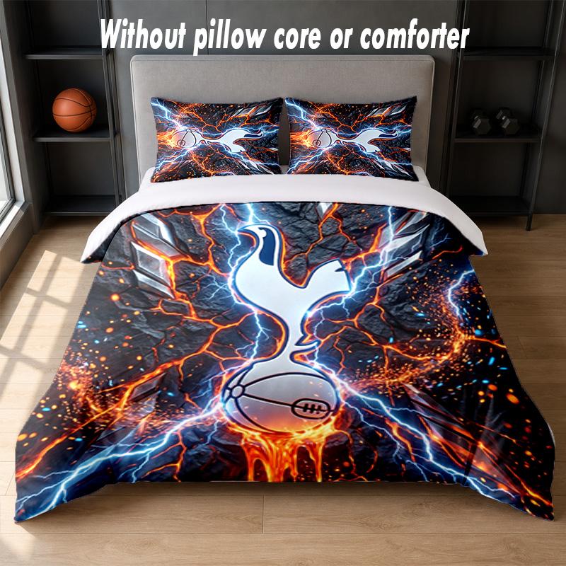 Tottenham Hotspur Design Bed Bedding Set 1 Duvet Cover + 2 Pillowcases Soft Breathable Household Bed Linens