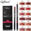 QIBEST Fashion Black Stick Waterproof 12 Color Lip Liner Non-Stick Easy Lipstick Pencil Makeup
