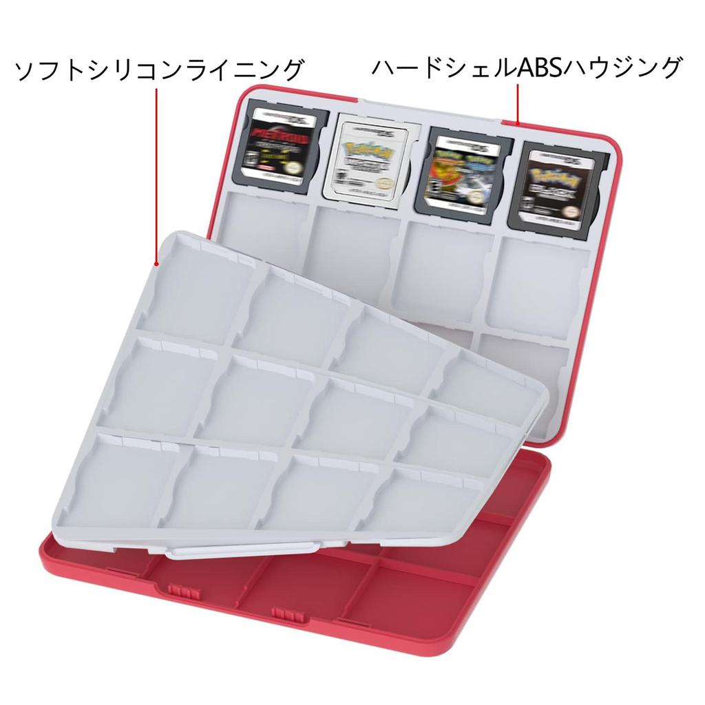 PGRTYOF Card Holds 24 Compatible with Game Cartridge Organizer Pouch 3DS/DS Case, Cards, NS/3DSXL/2DS/2DSXL/DSi, (Red)
